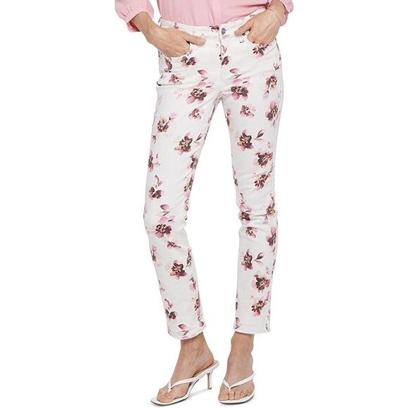 NYDJ Sheri Slim Fit Ankle Cropped Denim Jeans Floral ( 2 ) - Picture 1 of 4